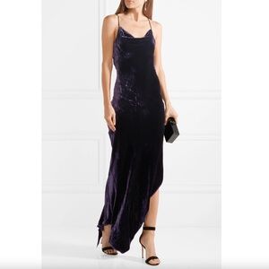 Juan Carlos Obando Asymmetrical Cowl Neck BROWN Velvet gown Size 4
